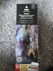Arteza Metallic Watercolor Metallic Paint Half-Pans, 24pc