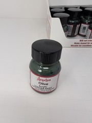 (12) 1 Oz Bottles Of Angelus Acrylic Leather Olive Paint New