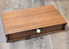 HARD TO FIND Vintage Handmade Wood Artist Supplies Storage Box