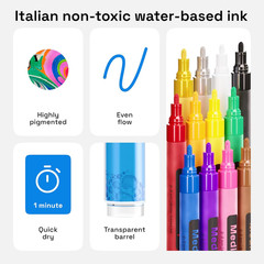 ARTISTRO 12 Acrylic Paint Pens for Calligraphy – Markers with Medium Precision T
