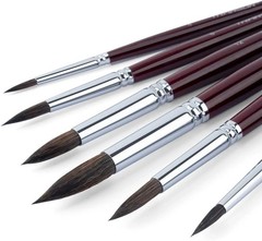 Squirrel Hair Round Paint Brush Set for Watercolor Gouache Ink Acrylic Art Pa…