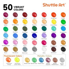 Shuttle Art Acrylic Paint, 50 Colors 2 Fl Oz (Pack of 50), Regular