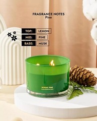96NORTH 11.6oz Nordic Pine Soy Candle Green Large 3 Wick Jar Forest Scent Aroma