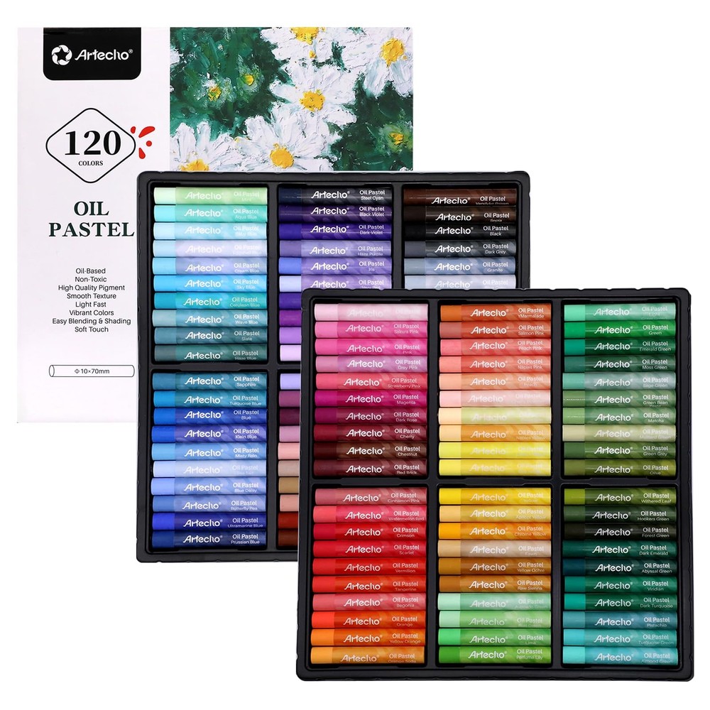 Oil Pastels Set of 120 Colors, Including 6 Neon Colors, Soft Oil Pastels for Art