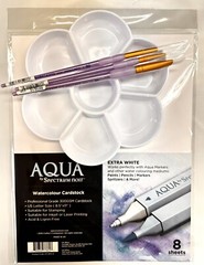 Spectrum Noir AQUA Watercolour Cardstock 8.5″ x 11, Paint Pallet, Brushes 652620