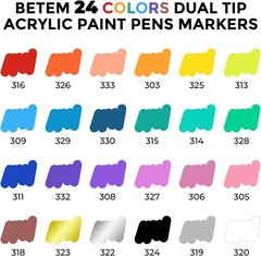 24 Colors Dual Tip Acrylic Paint Markers, Fabric Decorating Kits Water-Based…