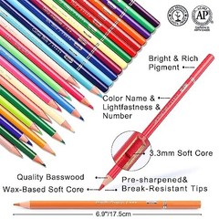 80 Colored Pencils Set – 72 Vibrant Colors, Soft Core Drawing Supplies for Adult