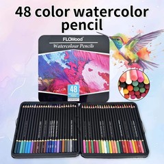 1 Box of 48 Sticks Watercolour Pencils 48 Colours Iron Box Double Layer Design A