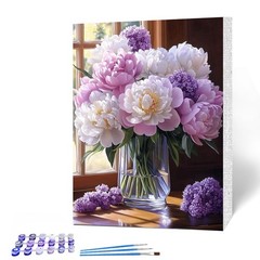 Flowers Paint by Numbers Kits for Adults Beginners with Wooden Frame, Easy