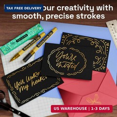 ARTISTRO 2 Gold Acrylic Paint Markers – 0.7mm Extra Fine-Tip Metallic Paint Pens