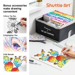 Shuttle Art 240 Colors Alcohol Markers, 239 Colors Dual Tip Art Marker Set Pl…