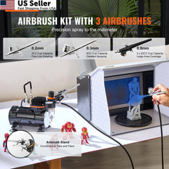 VEVOR Airbrush Kit, Professional Big-Professional, 3 Airbrushes Set