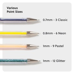 U Brands Metallic Gel Pens, Set Of 30, Assorted Point Office Product
