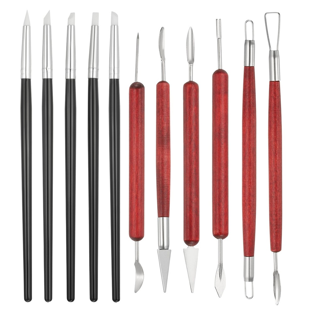 11 Pcs 5mm Silicone Clay Sculpting Tool Kit, Polymer Clay Tools Set, Black White