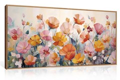 DRACIT Nature Pink Floral Framed Canvas Wall Art Set,Boho Colorful Wildflower…