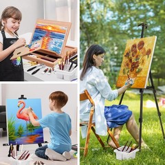 187Pcs Professional All-in-One Art Painting Kit with Aluminum & Beech Wood Easel