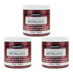 Americana Decor Metallics Paint – Garnet, 3 Pack (8 fl oz) – DIY Metallic Pai…