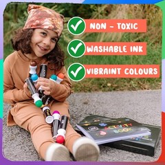 16 Washable Dot Markers for Toddlers | w/ 50 Page Coloring Activity Book Kit,…