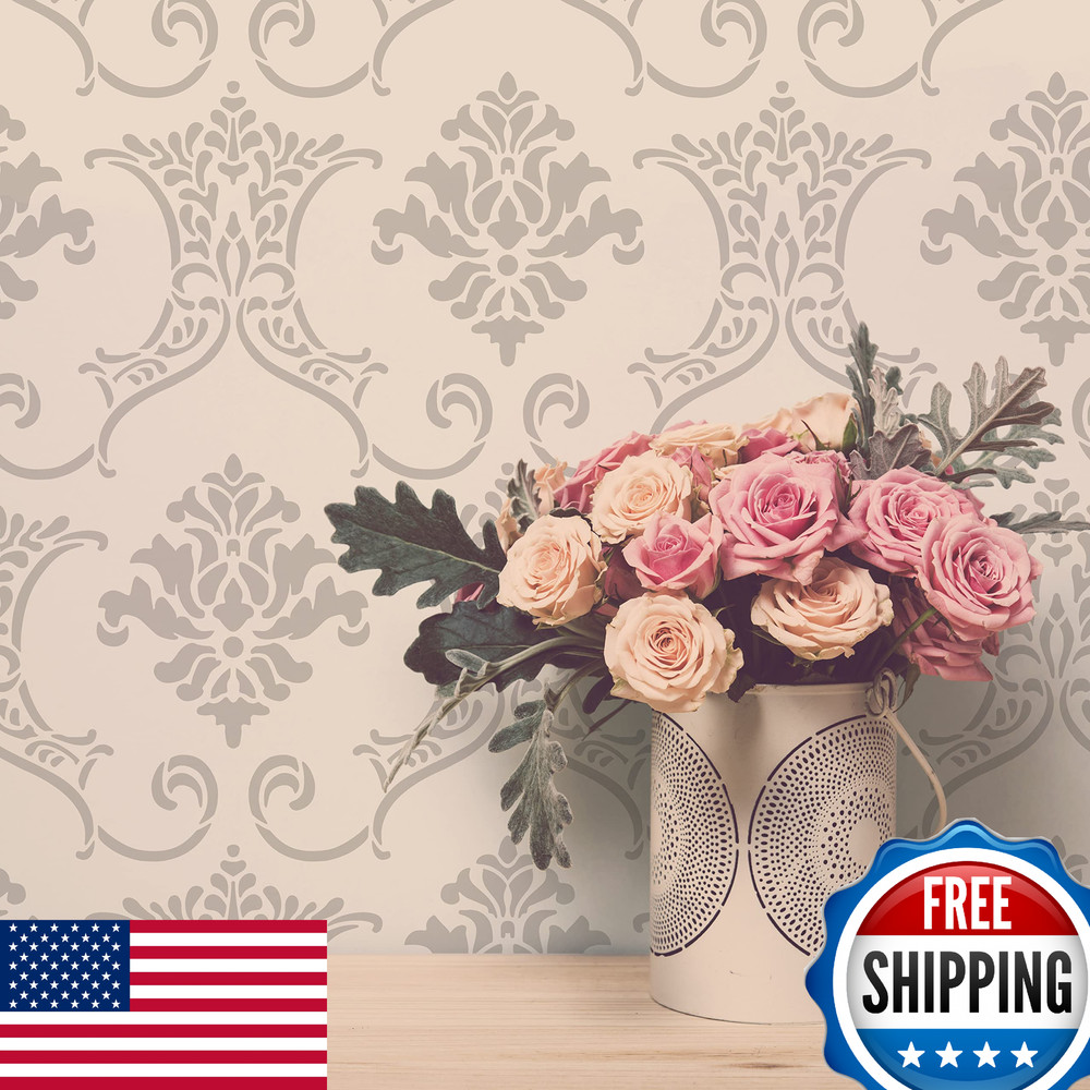 STENCILIT Baroque Wall Stencil – 2 Pack, 16.5×21.5in. Reusable Mylar Stencils