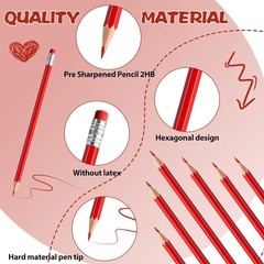 Red Erasable Colored Pencils with Eraser, Pre-Sharpened