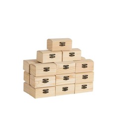 Wooden Box 24 Piece Small Treasure Chest Unfinished DIY Crafts 3.6×2.1×1.8 Lids
