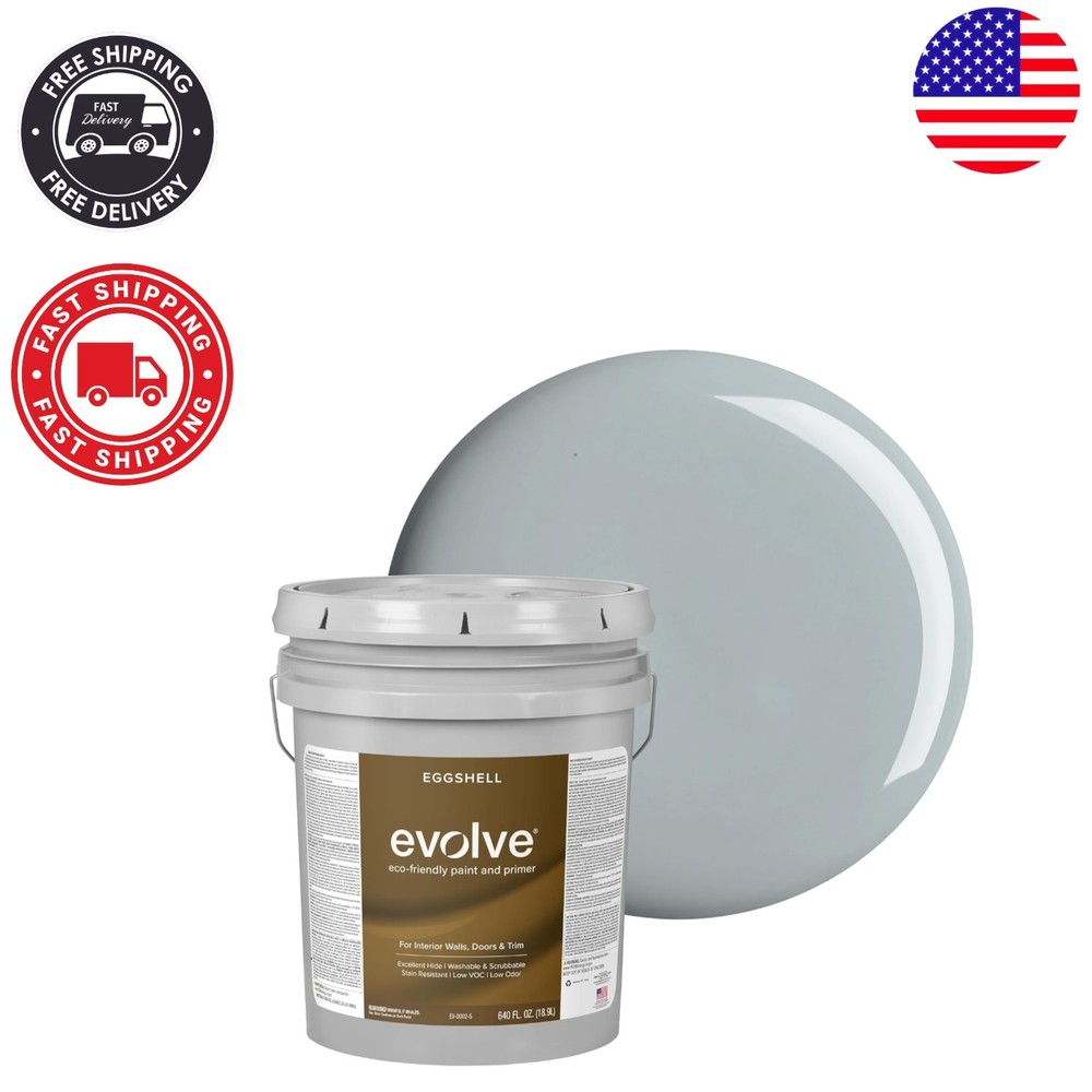 Pebble Gray Eco-Friendly Paint & Primer – One-Coat, Eggshell Finish, 5 Gallons