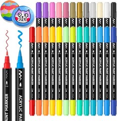 Multicolor Dual Tip Acrylic Markers – 25 Colors for Art, Calligraphy & More