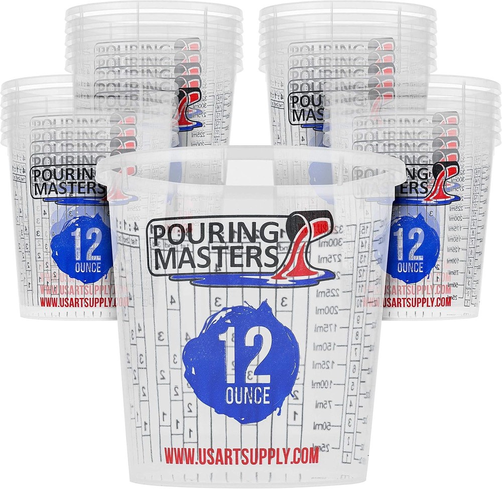 Pouring Masters 12 Ounce (350ml) Graduated Plastic Mixing Cups (Box of 20) – Pai