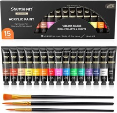 Acrylic Paint Set, 15 x 12ml Tubes Artist Quality Non Toxic Rich Pigments Col…