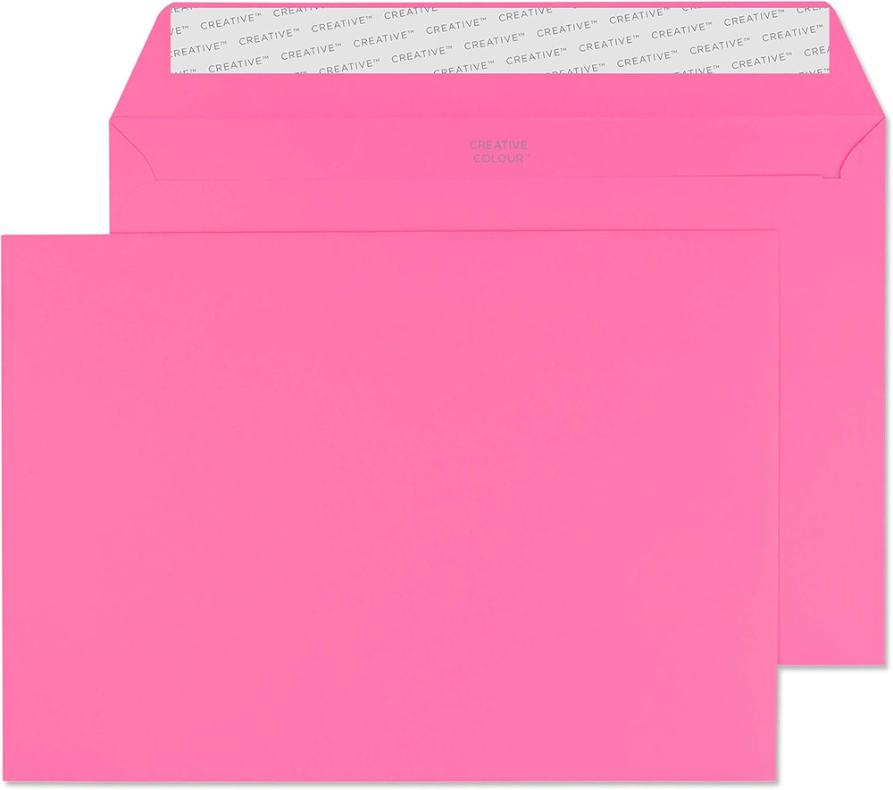 Creative Color C5 162X229Mm Wallet Peel and Seal Envelope – Flamingo Pink (Pack
