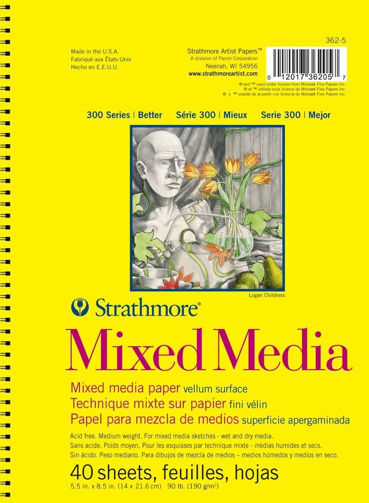 Strathmore 300 Series Mixed Media Paper Pad, Side Wire Bound, 5.5×8.5 inches,…