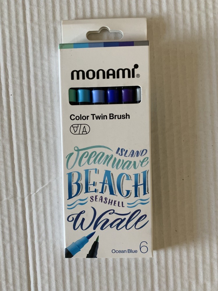 MONAMI Ocean Blue Color Twin Brush Artist Pen 6 pack