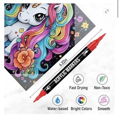 PAGATHER 120 Dual-Tip Acrylic Paint Markers Fine & Brush, Multicolor Set