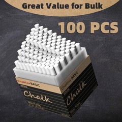 White Chalk 100PCS, Chalkboard Chalks for 100 Count (Pack of 1), white