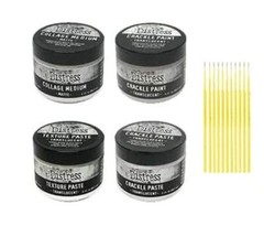 Distress Paint & Paste Medium Bundle – Translucent Crackle Paint, Crackle Paste,