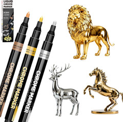 3Pcs Liquid Chrome Paint Markers – Mirror Metallic Silver Permanent Pens