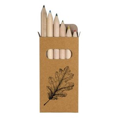 6 x ‘Simple Oak Leaf’ Short 85mm Pencils / Coloured Pencil Set (PE00094154)