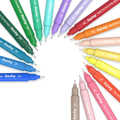 18PCS Curve Highlighter Pen Set, Dual Tip Marker Pens with 18 Different Curve Sh