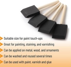 Bates Foam Paint Brushes 2 Inch 25 Pack Black Foam Brushes for Painting Stain…