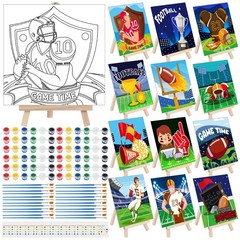12 Sets Football Sports Paint by Numbers Kit Pre Drawn Canvas Painting Set wi…