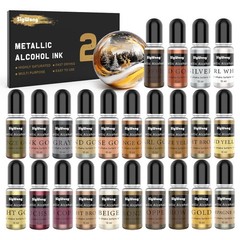 SigWong Metallic Alcohol Ink Set – 24 Colors, 10ml Each, Shimmer Mixatives…