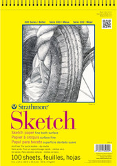 300 Series Sketch Paper Pad, Wire Binding, 9×12 inch, White 100 Sheets