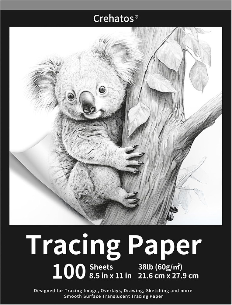 8.5″ X 11″ Tracing Paper, Translucent Tracing Pad, 100 Sheets 38Lb/60Gsm Vellum