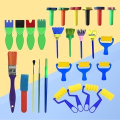 Art Painting Sponge Brushes Assorted Color for Art Supplies 27Pcs