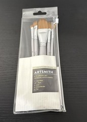 Artsmith Synthetic Sable 5 Pc Brush Set Watercolor Acrylic Tempera Round,shader