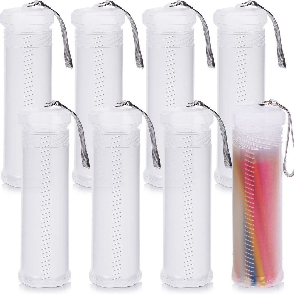 8 Pcs Extendable Plastic Brush Case Clear Paint Brush Tube Holder Storage