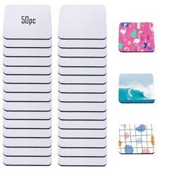 50 Pack Square Sublimation Blank Coaster Cup Mat Rubber Heat Transfer Press