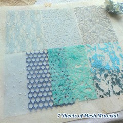 Flartmo 20 Unique A5 Textured Scrapbook Paper & Mesh Fabric Set, A5, Blue