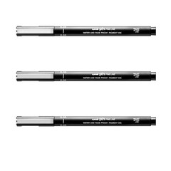 UNI-Ball PIN Drawing Pen FINELINER Ultra FINE LINE 1 Count (Pack of 3), Black