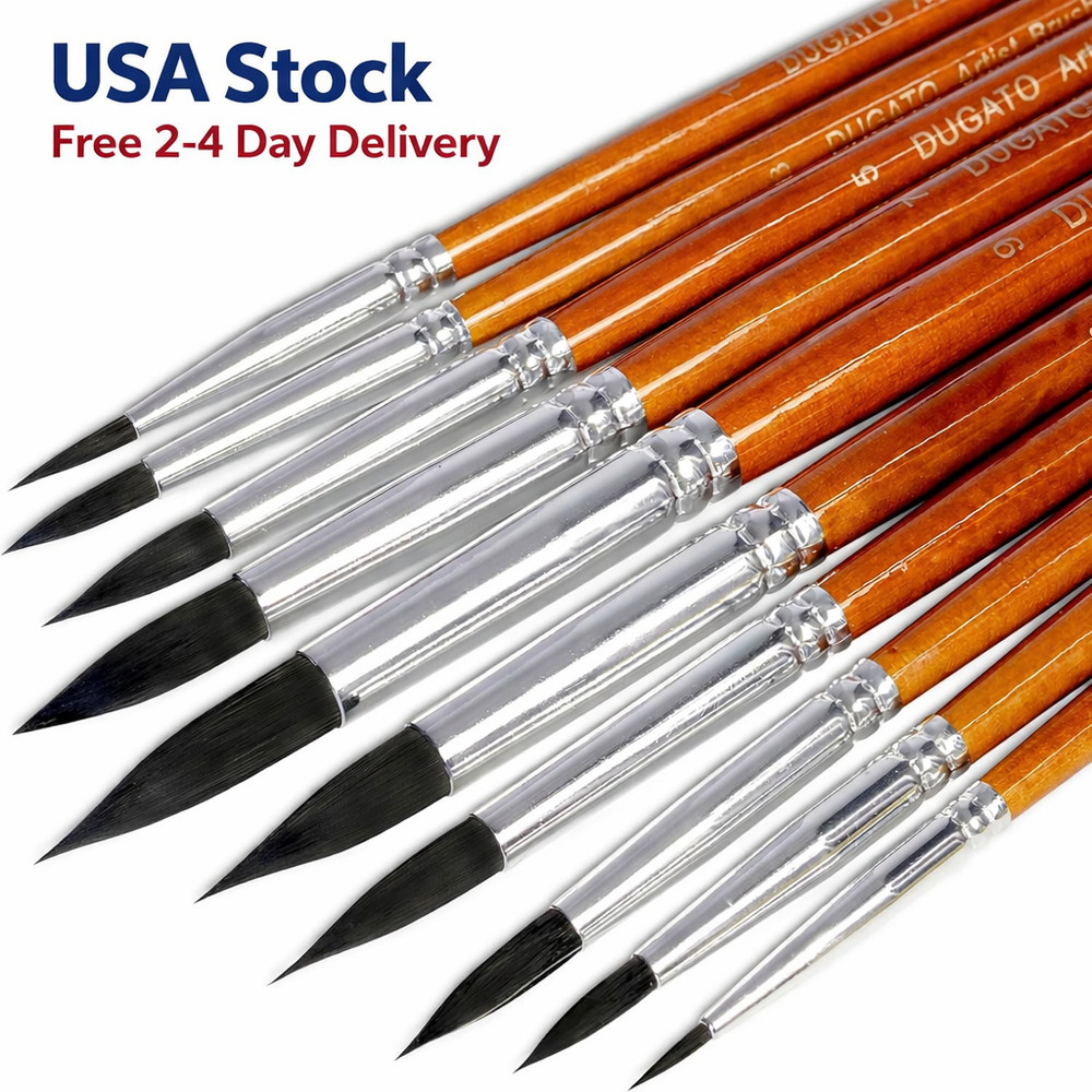 Watercolor Brush Set Pure Kolinsky Sable Hair Pointed Round Art Paintbr-NEW-Free